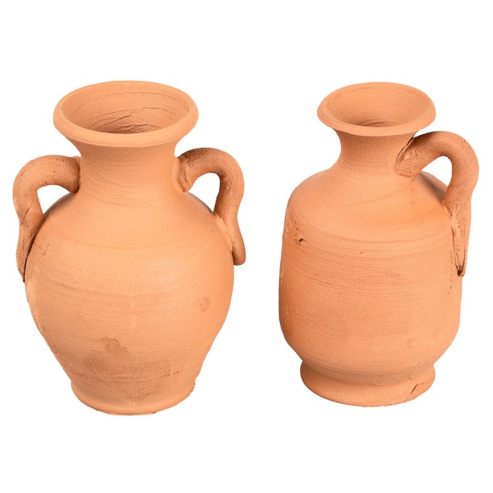 Set of 2 terracotta amphorae 6 cm h
