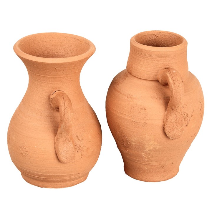 Set of 2 terracotta amphorae 6 cm with handle
