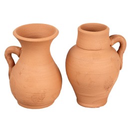Set of 2 terracotta amphorae 6 cm with handle