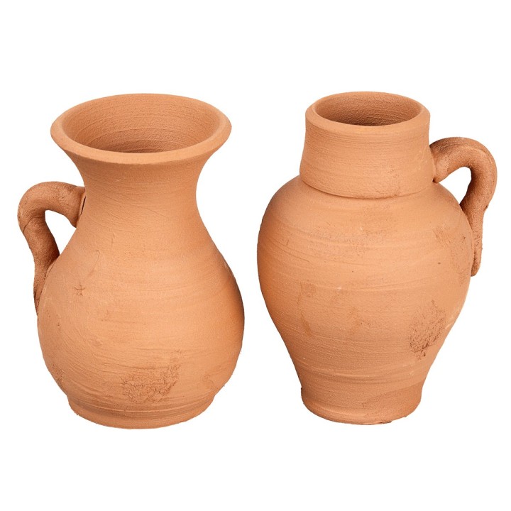 Set 2 anfore in terracotta 6 cm con manico