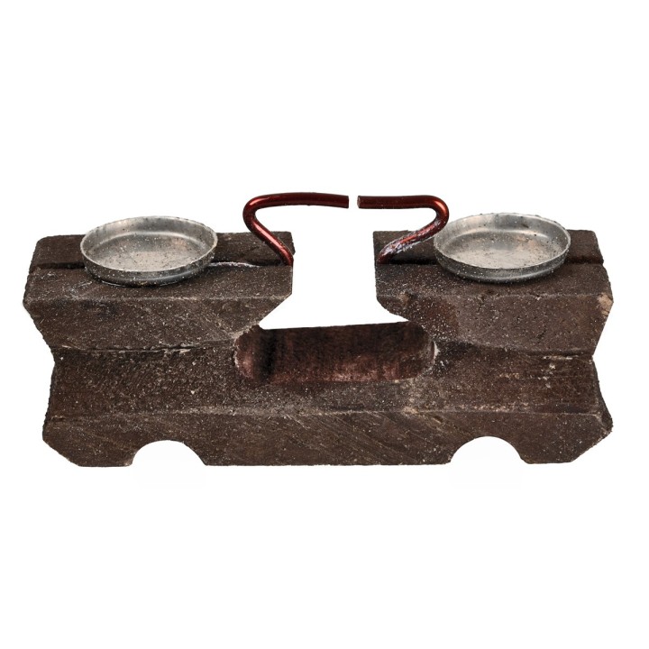 Balanza de madera con platillos de metal cm 5x1,5x2,4 h