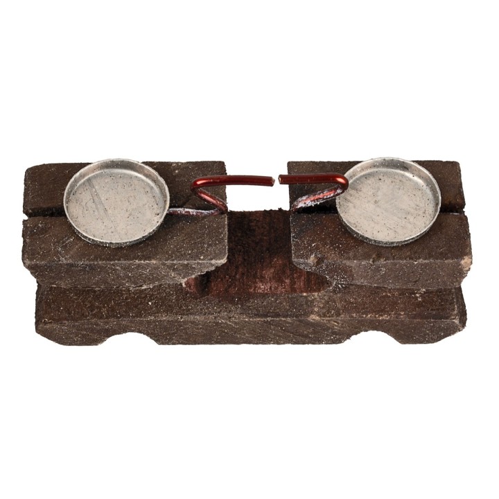 Bilancia in legno con piattini in metallo cm 5x1,5x2,4 h