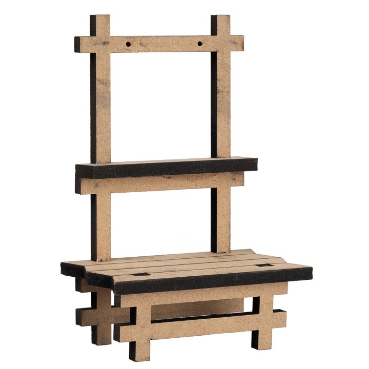 Puesto de madera con doble estante cm 10,5x5,5x14,5 h