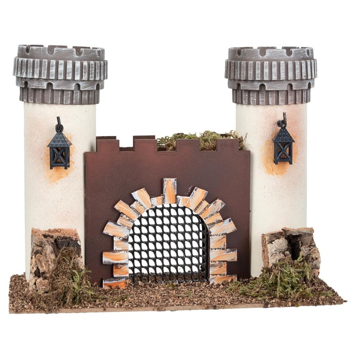 Castello con torri merlate e cancello cm 23,5x12x18,5 h