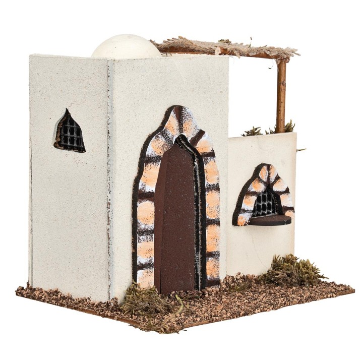 Casa árabe con terraza y puerta con arco cm 17x13x17 h