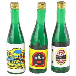 Conjunto de 3 botellas verdes con etiqueta de 3,6 cm de altura