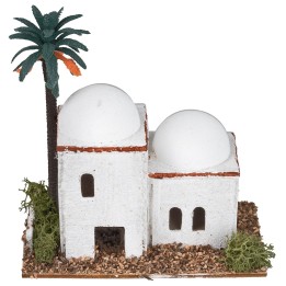 Casa árabe con cúpula y palma lateral cm 12x7x12 h