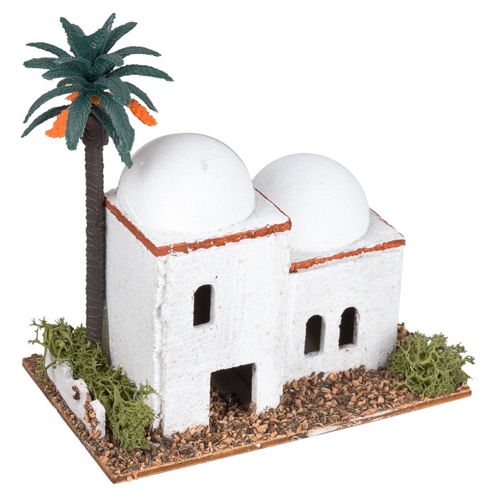 Arab house with dome and side palm cm 12x7x12 h