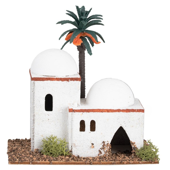 Arab house for background with domed roofs and entrance arch cm