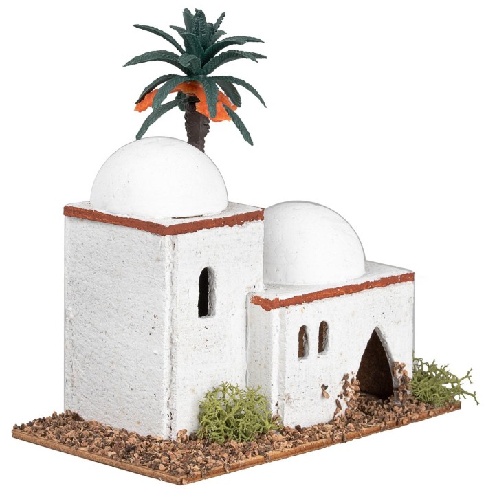 Casa árabe de fondo con techos de cúpula y arco de entrada cm