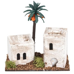 Arab house with tower and palm tree cm 12x7x12 h.