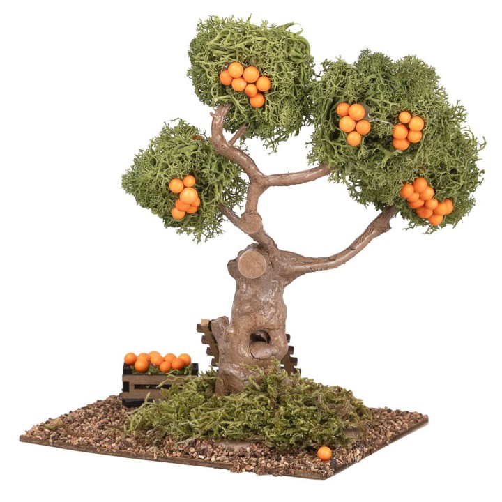 Orange tree with ladder and crate cm 13x10x16 h