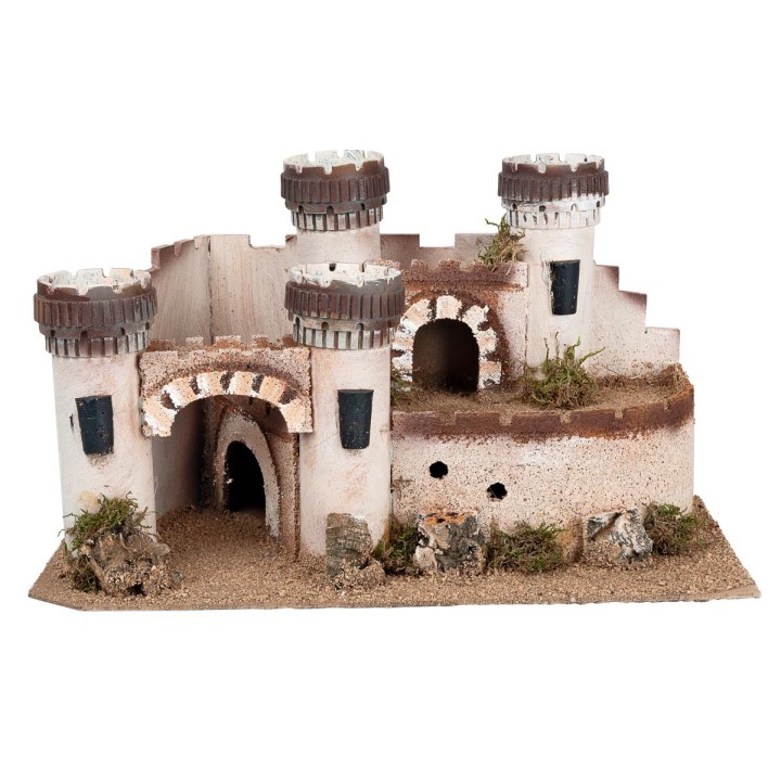 Castello con quattro torri merlate cm 40,5x23x23,5 h