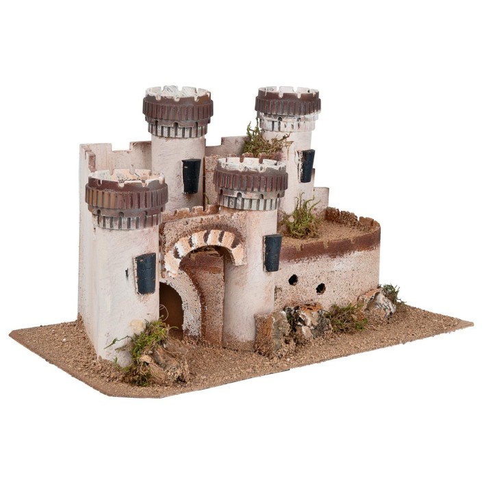 Castillo con cuatro torres almenadas cm 40,5x23x23,5 h