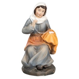 Donna che cuce in resina serie 15 cm