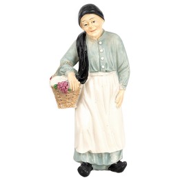 Campesina con cesta en resina 12 cm
