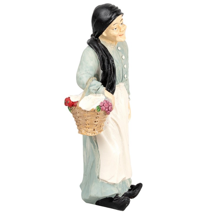 Campesina con cesta en resina 12 cm