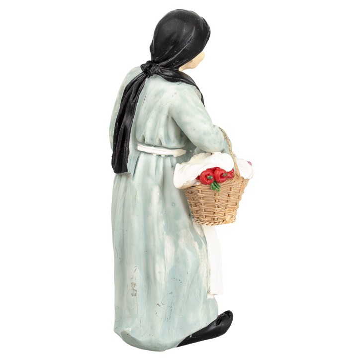 Peasant woman with basket in resin 12 cm