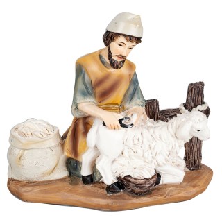 Shepherd with sheep in resin series 11cm