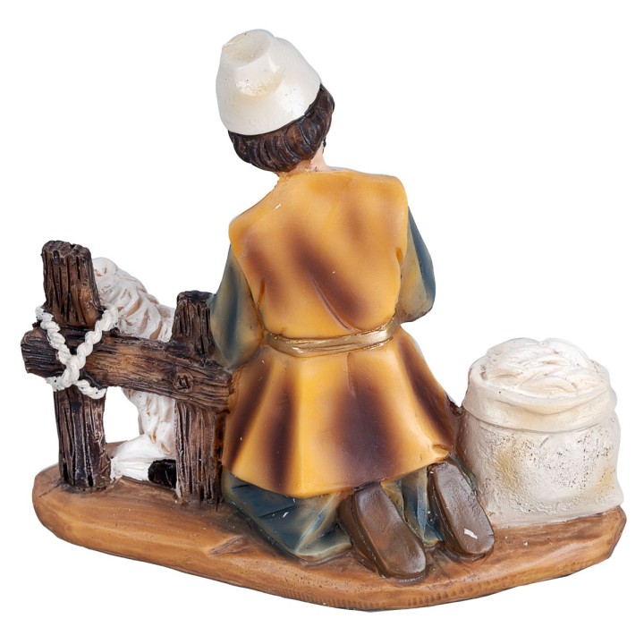 Pastore con pecora in resina serie 11cm