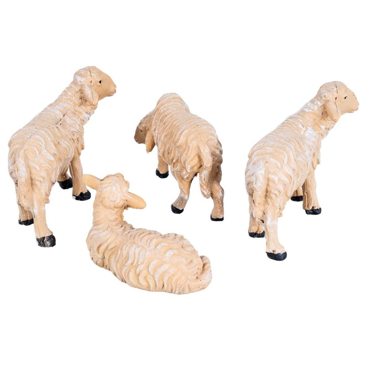 Set 4 pecore in resina per presepe serie 21-25cm