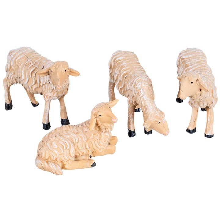 Set 4 pecore in resina per presepe serie 21-25cm