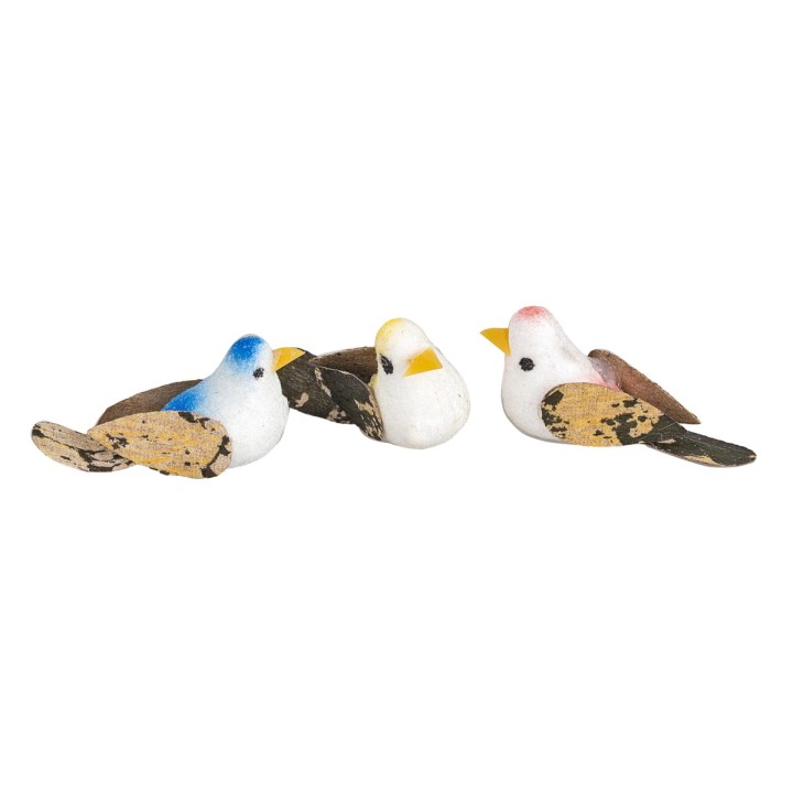 Set of three colored birds 3 cm