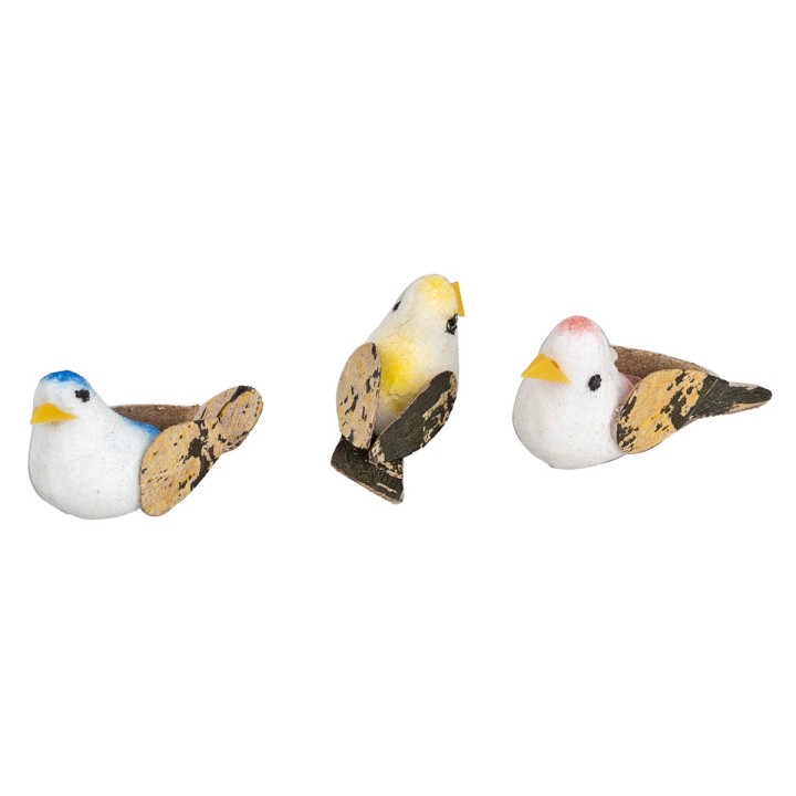 Set of three colored birds 3 cm