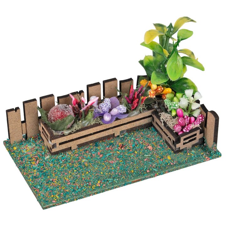Giardino con recinzione e piante per presepe 8-10 cm