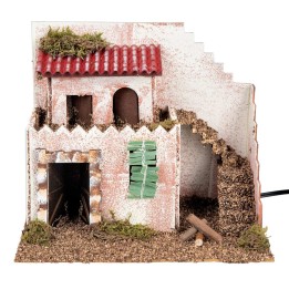 Two-story house illuminated cm 15x23x19 h