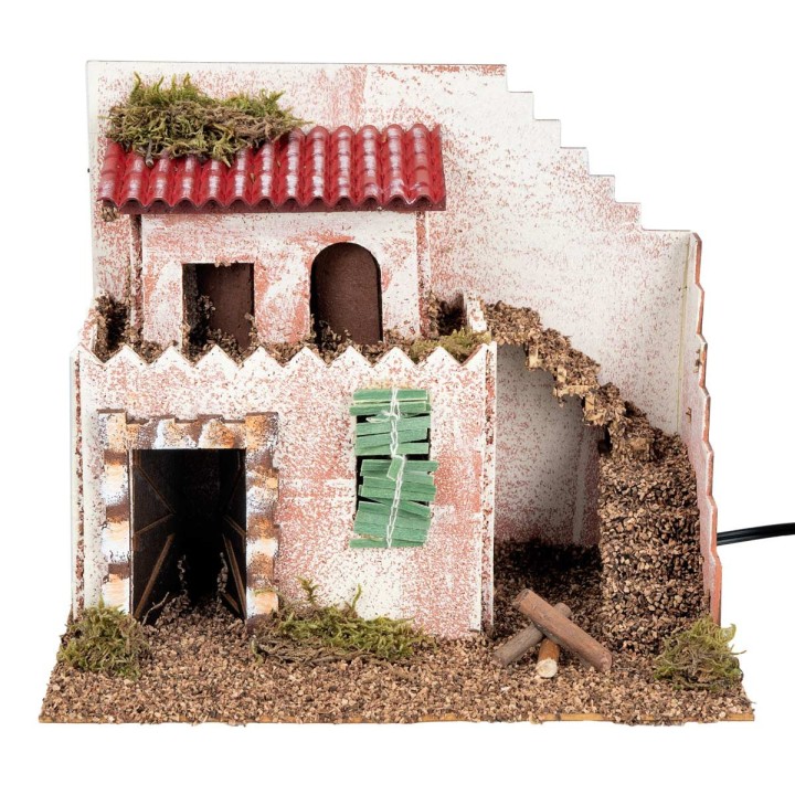 Casa su due piani illuminata cm 15x23x19 h