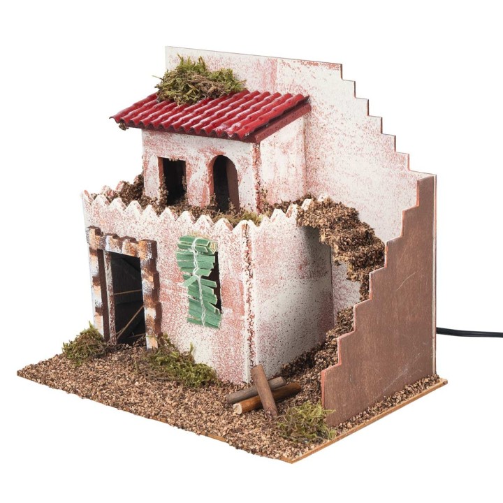 Casa su due piani illuminata cm 15x23x19 h