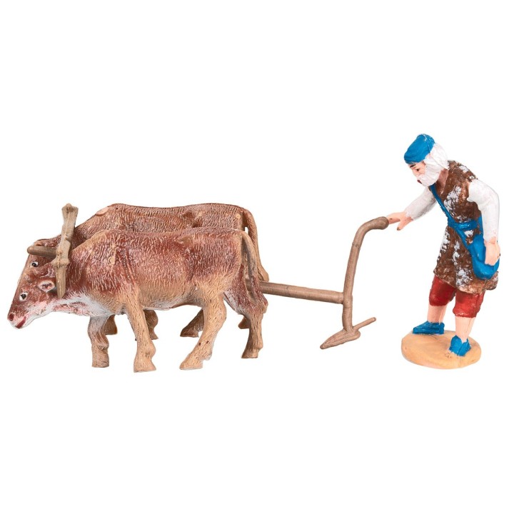 Campesino con arado y bueyes 6,5 h cm