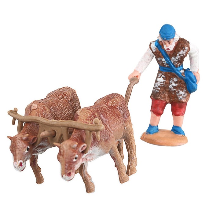 Campesino con arado y bueyes 6,5 h cm
