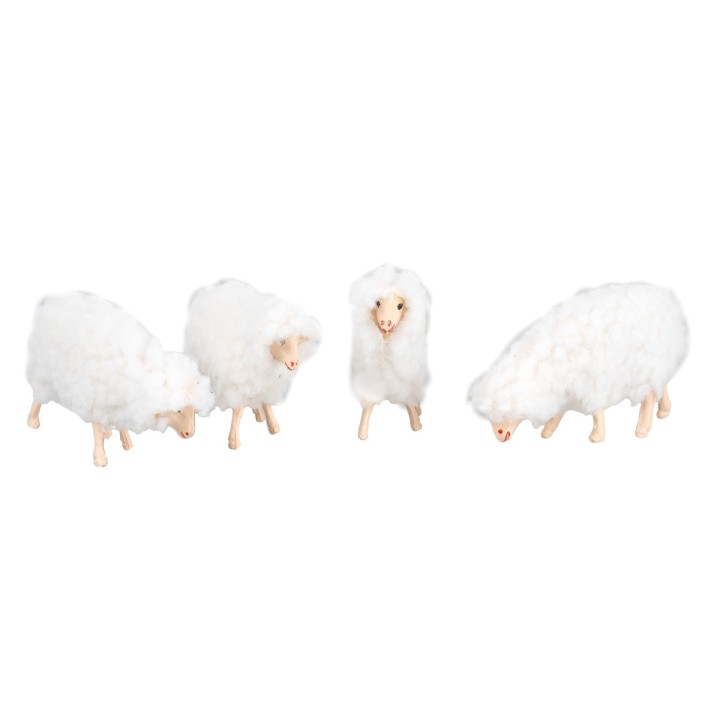 Set of four sheep with wool for 11-13 cm statues