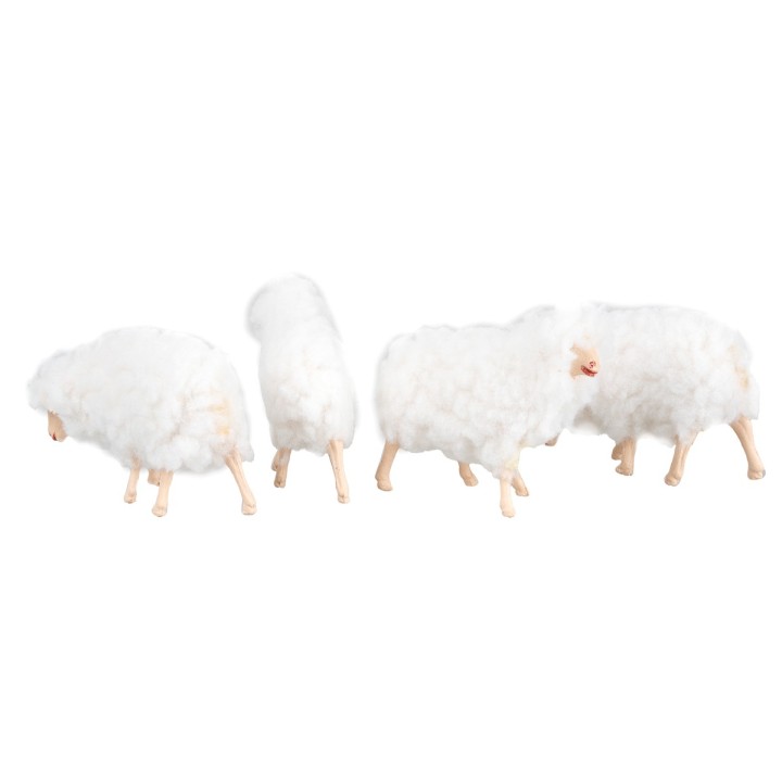 Set of four sheep with wool for 11-13 cm statues