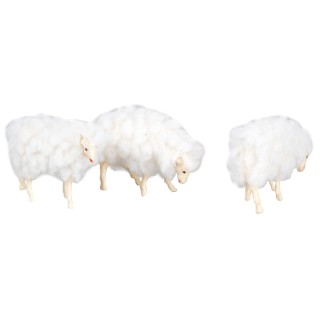 Set of three sheep with wool for 8-10 cm statues