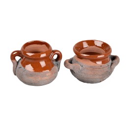 Juego de 2 ollas de barro esmaltadas 2,2 cm