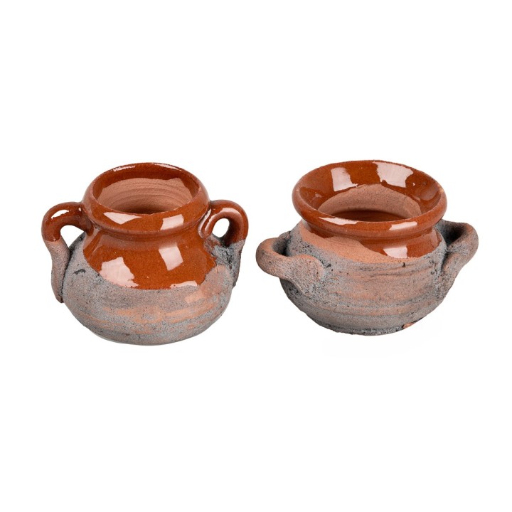 Set of 2 glazed clay pots 2.2cm
