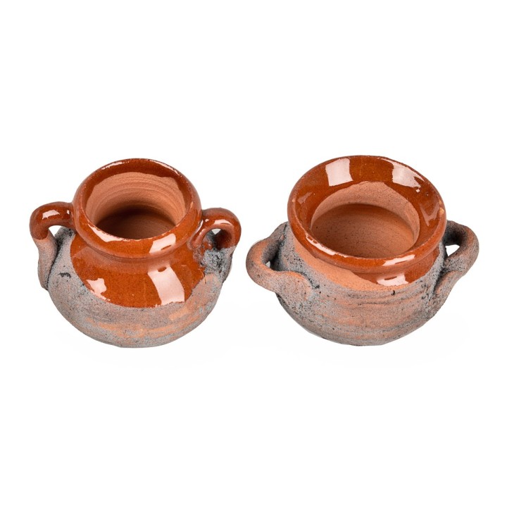 Juego de 2 ollas de barro esmaltadas 2,2 cm