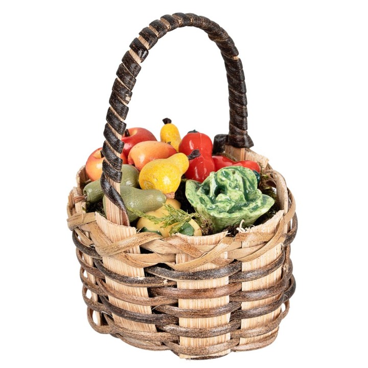 Cesta de mimbre con frutas y verduras h 4,2x4x6,2 cm