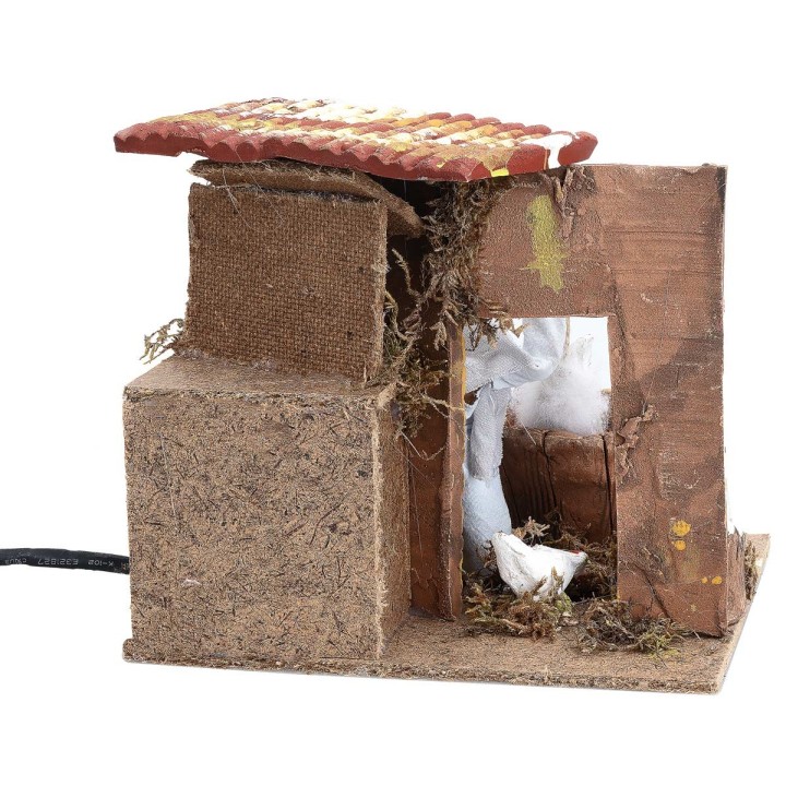 Donna con galline 10 cm in movimento cm 17x14x14,5 h