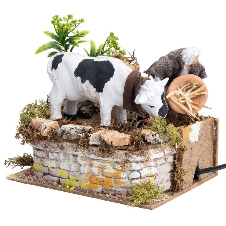 Contadino e bue in terracotta serie 10 cm
