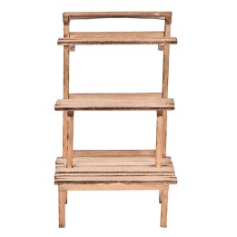 Banco expositor de madera con varios estantes de 10x7x18,3 cm h