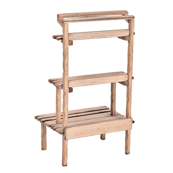 Banco espositivo in legno a più ripiani cm 10x7x18,3 h