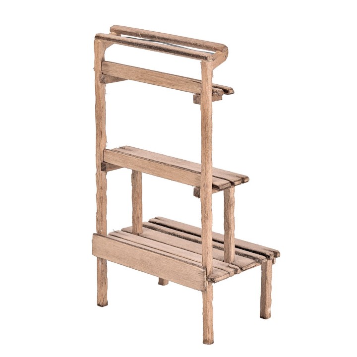 Banco espositivo in legno a più ripiani cm 10x7x18,3 h