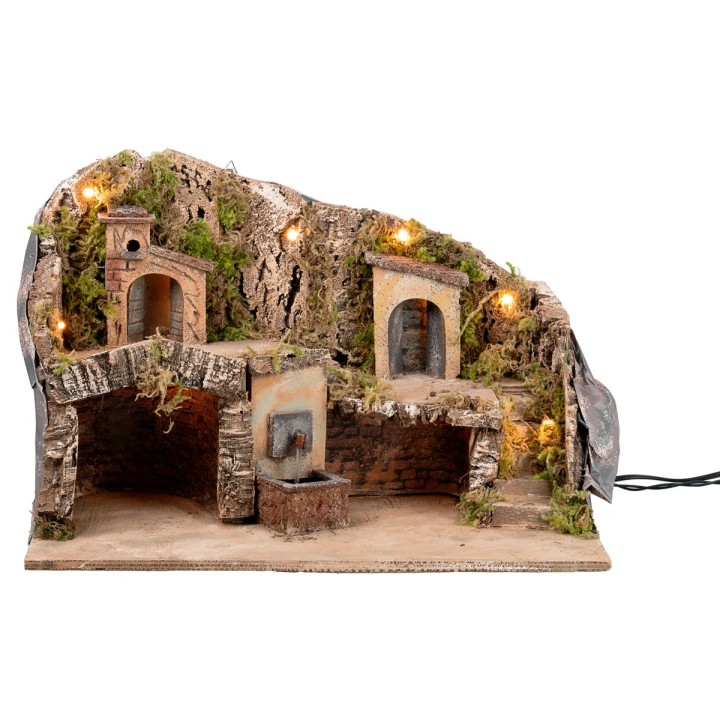 Pesebre iluminado con fuente cm 50x26x33 h