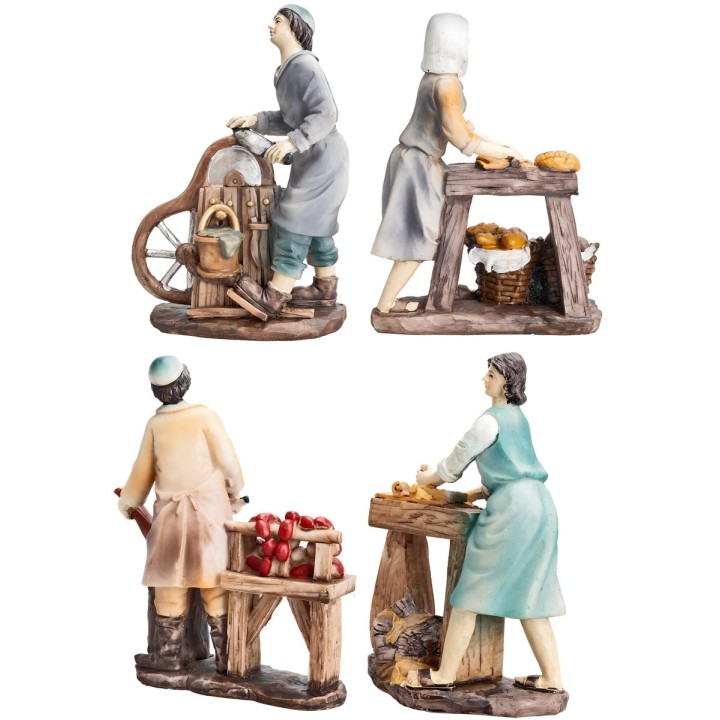 Set 4 statuine mestieri 15 cm in resina