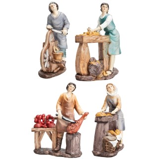 Set 4 figuritas de oficios 15 cm en resina