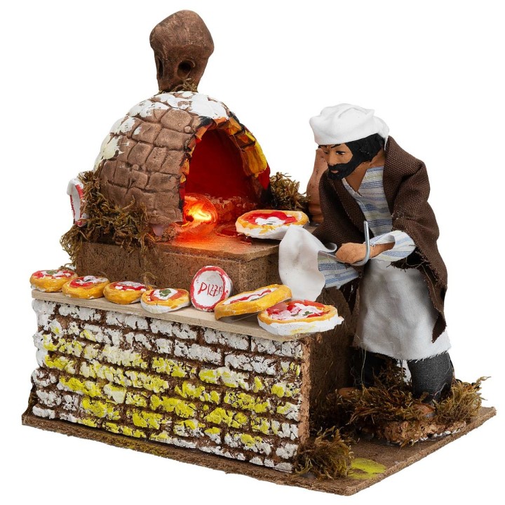Pizzero 15 cm en movimiento con luz de fuego